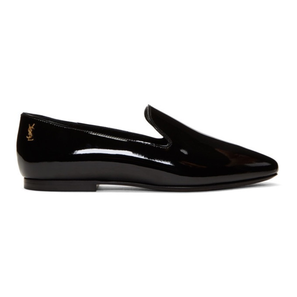 Saint Laurent monogram smoking slippers black patent leather size 38.5 (US 8)